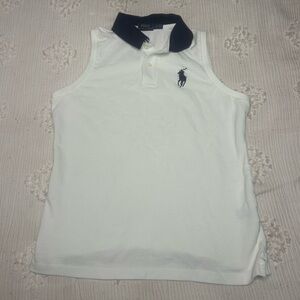 Polo by Ralph Lauren White and Navy Sleeveless Polo